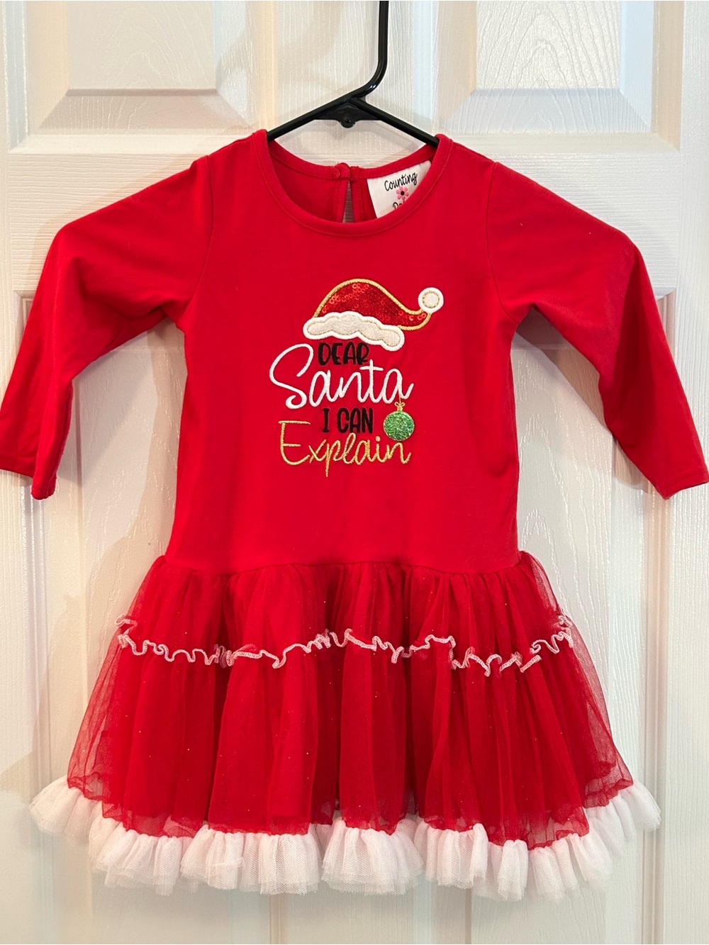 Counting Daisies Toddler Girls Christmas Tutu Dress Red 3T NWT "Dear Santa"